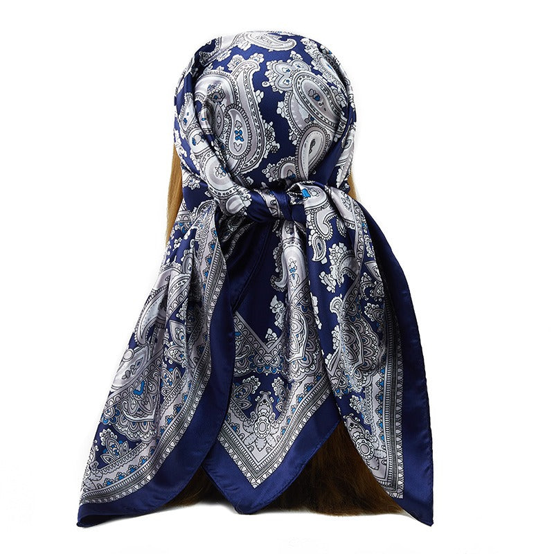 Ethinc Blue Satin Square scarf