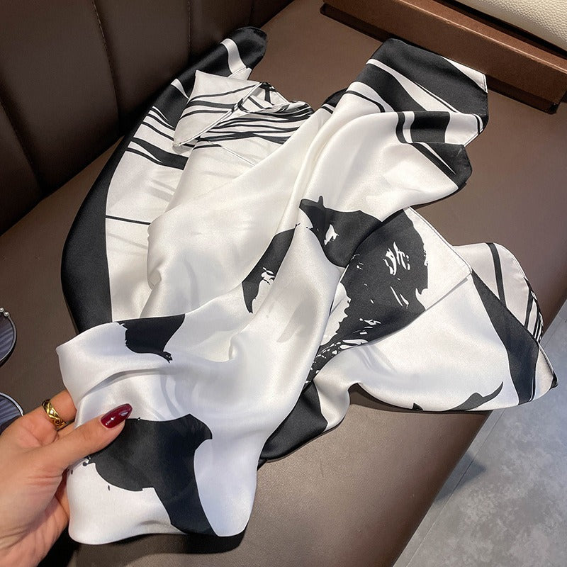 White Off Square Silk Stole