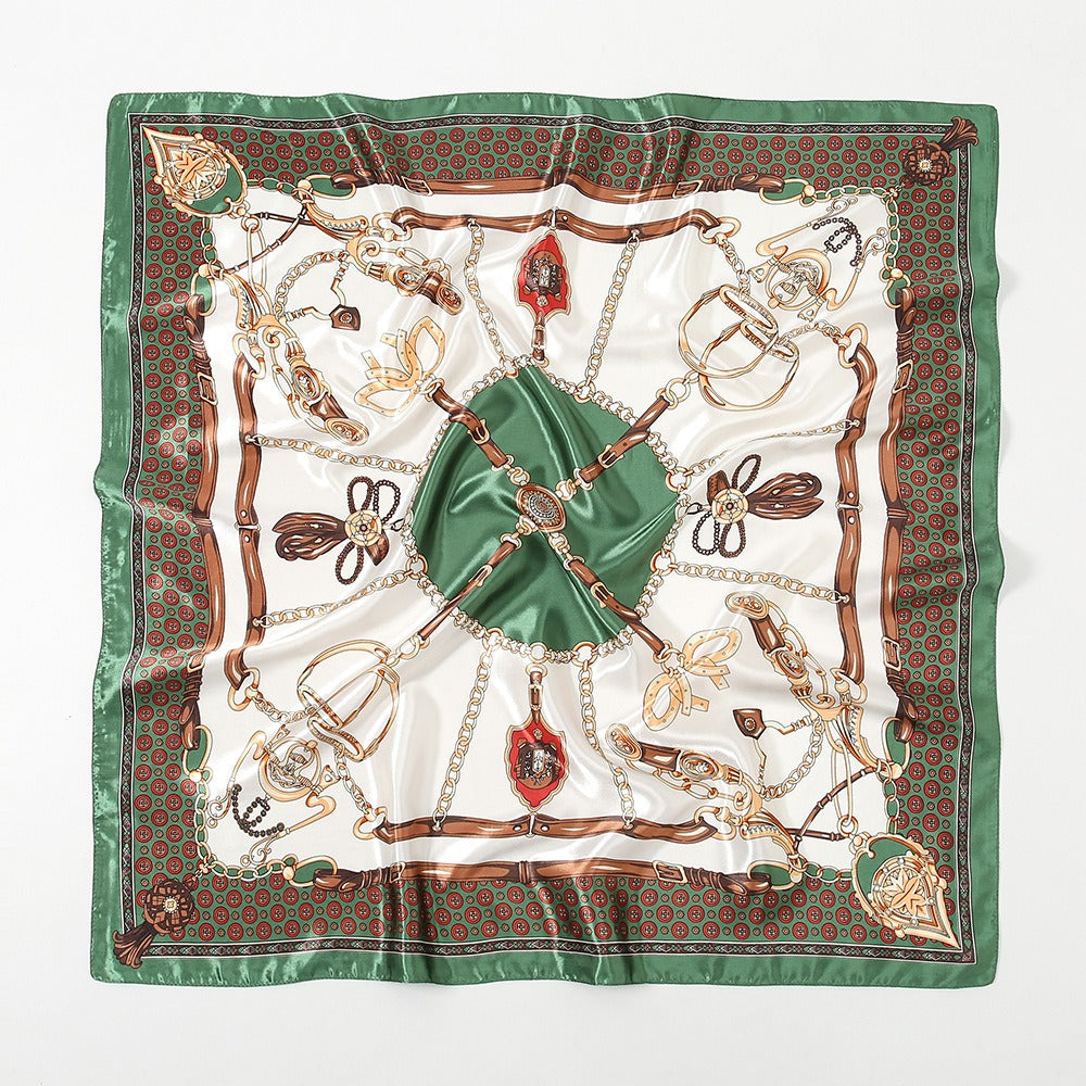 Green sky satin Square scarf