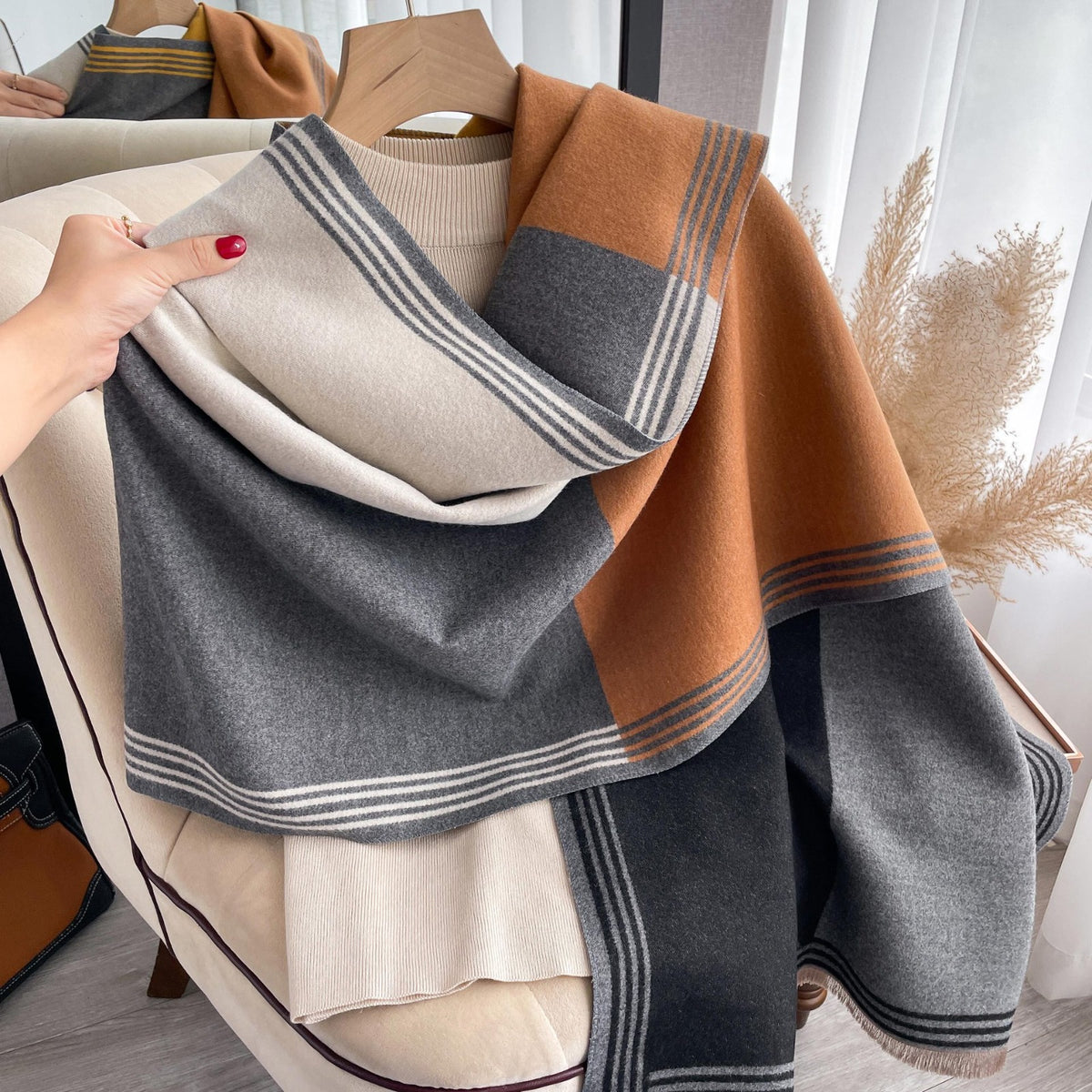 Cashmere- Ebony Striped Shawl