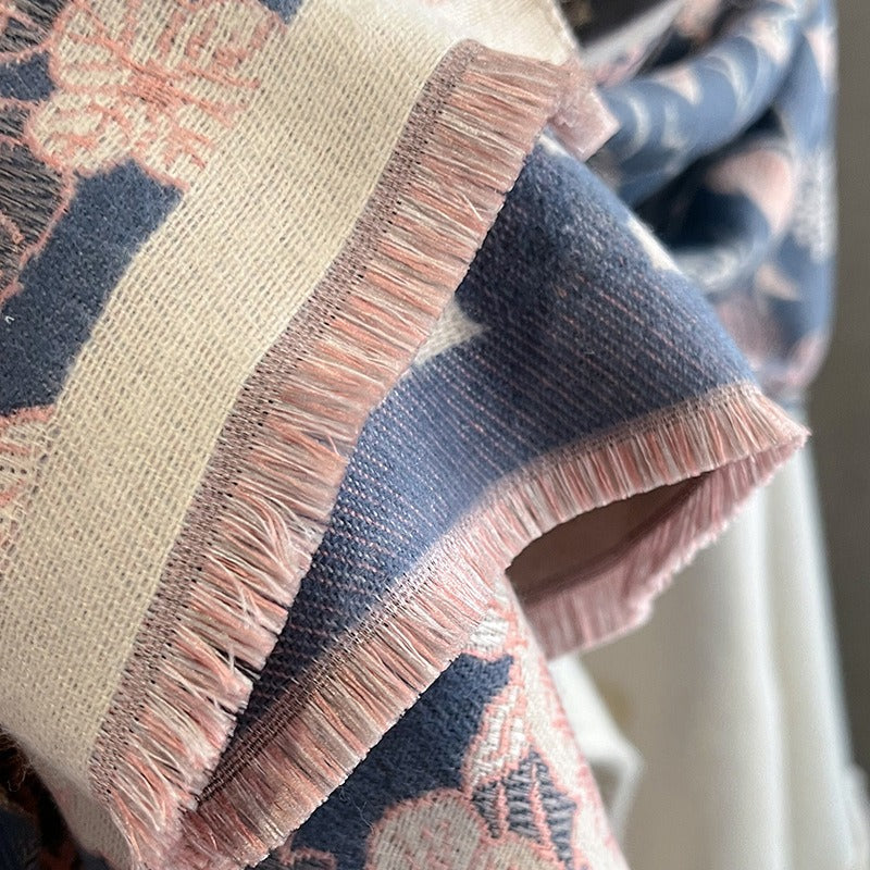 Blue Branches Winter Shawl