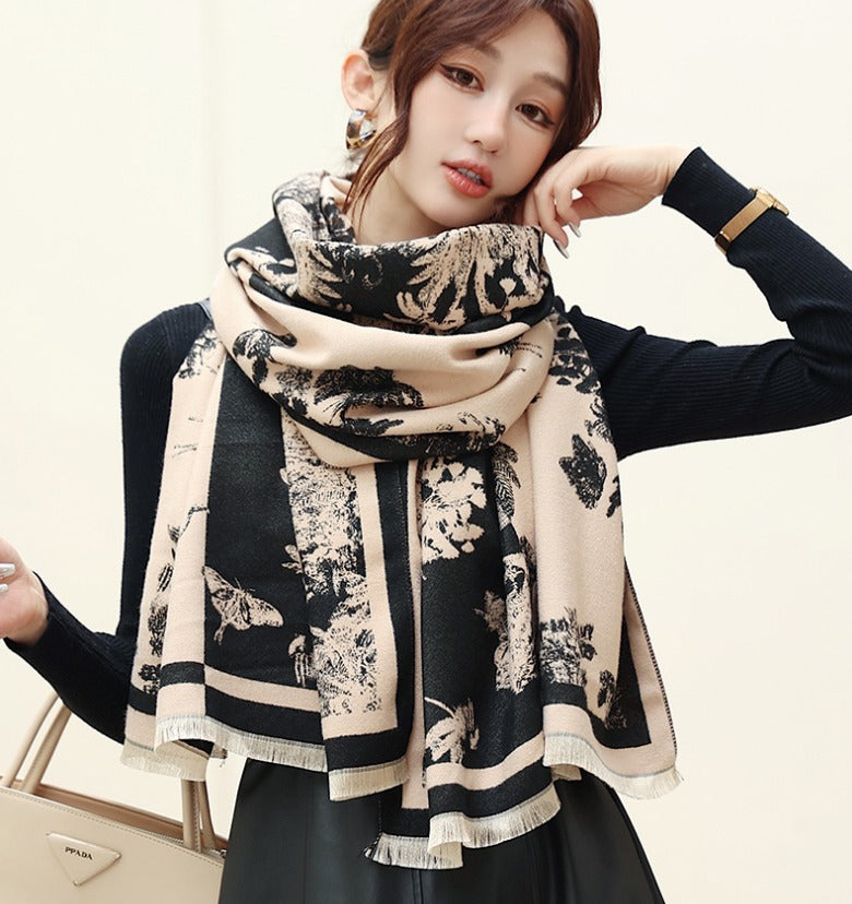 Black Blossom Winter Shawl