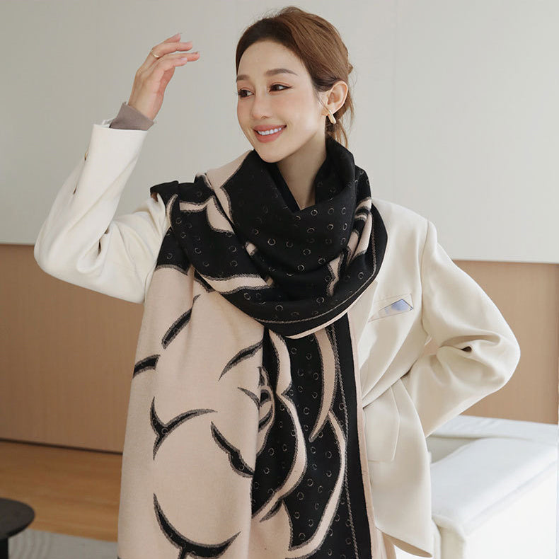 Cashmere-Black Rose Winter Shawl
