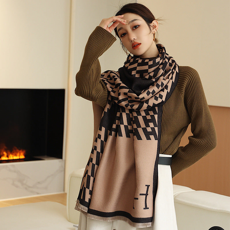 Cashmere- Coffee Winter Shawl