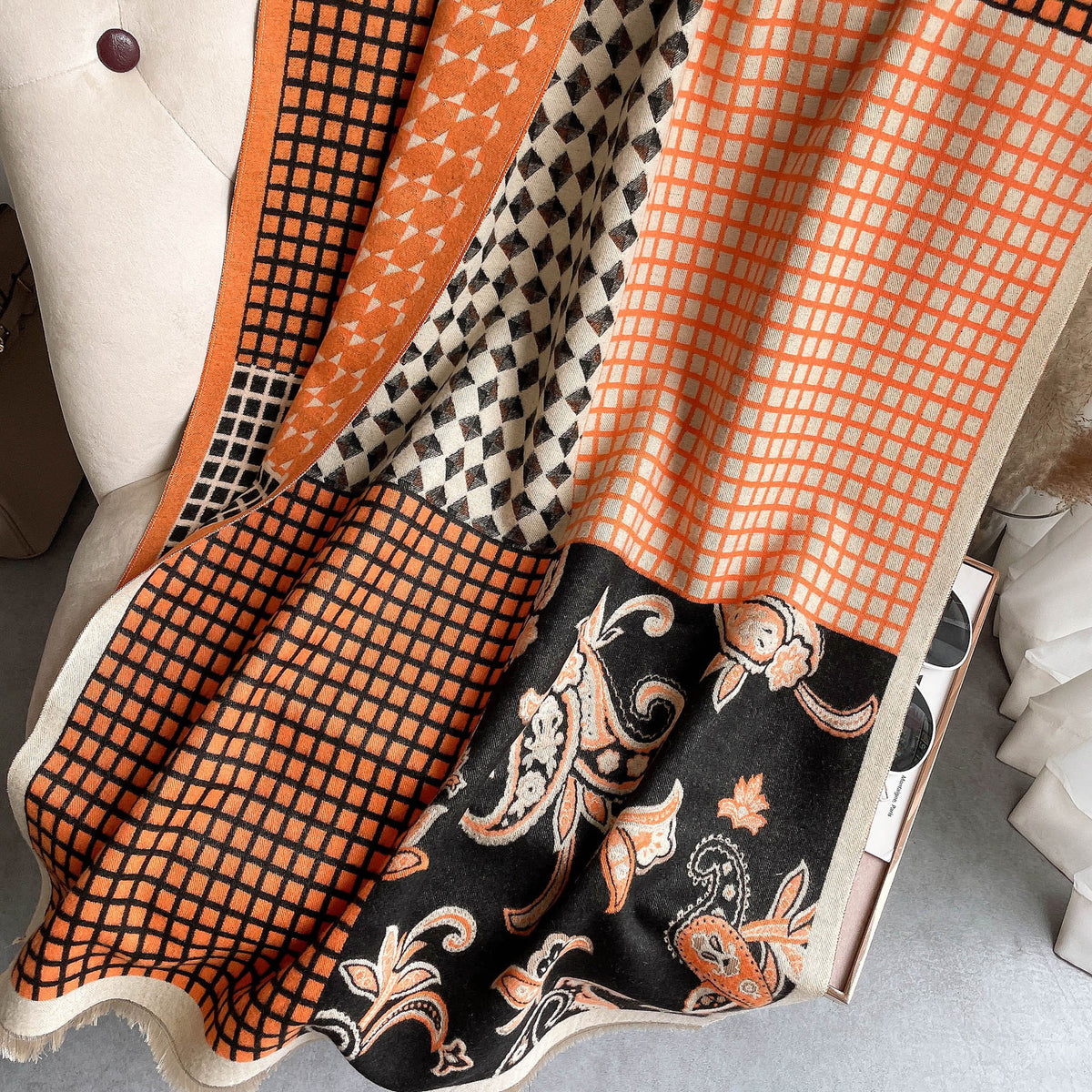 Cashmere- Chess Wafle Winter Shawl
