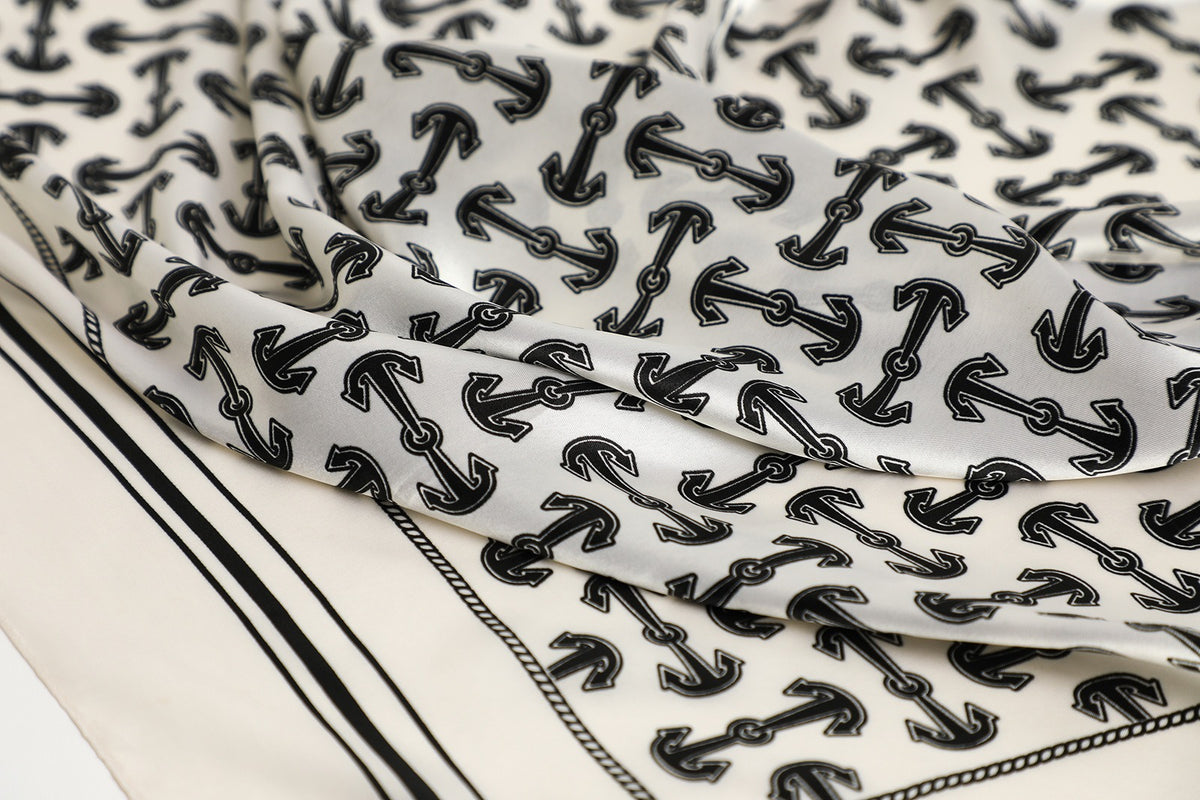 White Anchored Satin Scarf