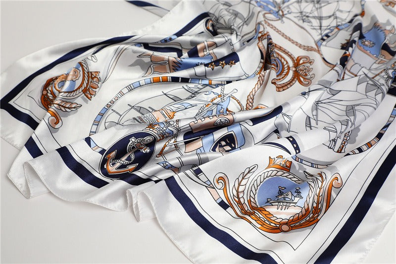 White London Satin Square Scarf