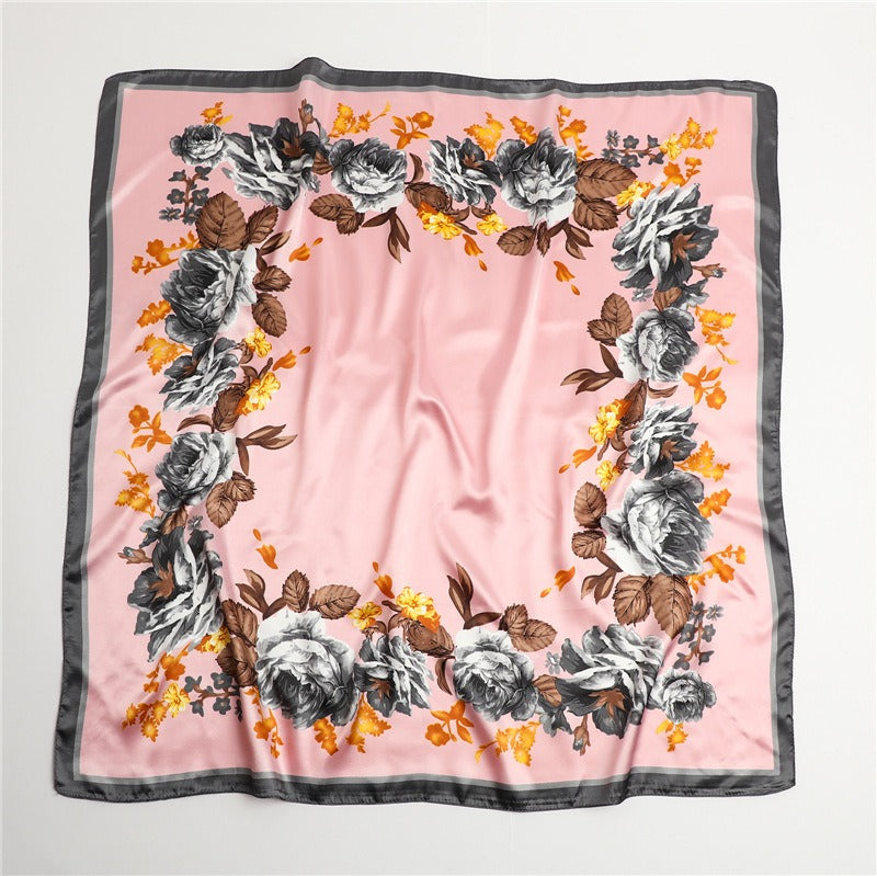 Blush Flowered Satin Scarf