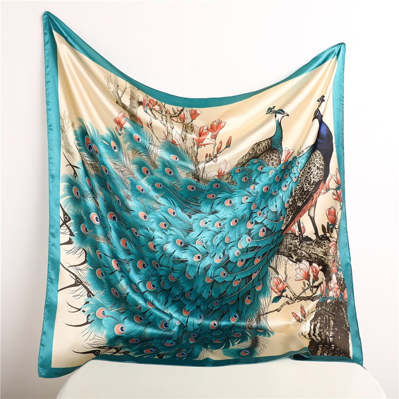 Peacock Feather satin scarf