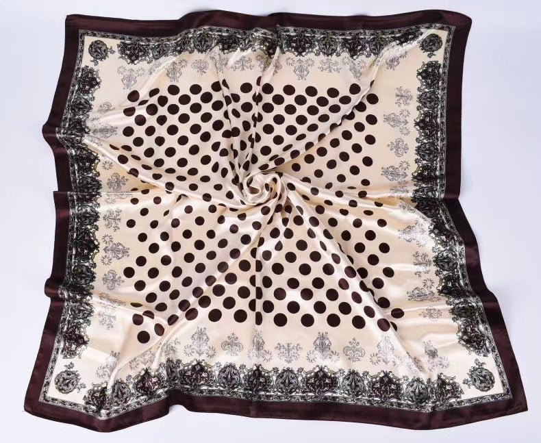 Polka Grape Satin Square Scarf