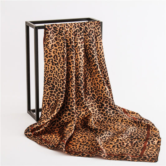 Cheetah print satin Square scarf