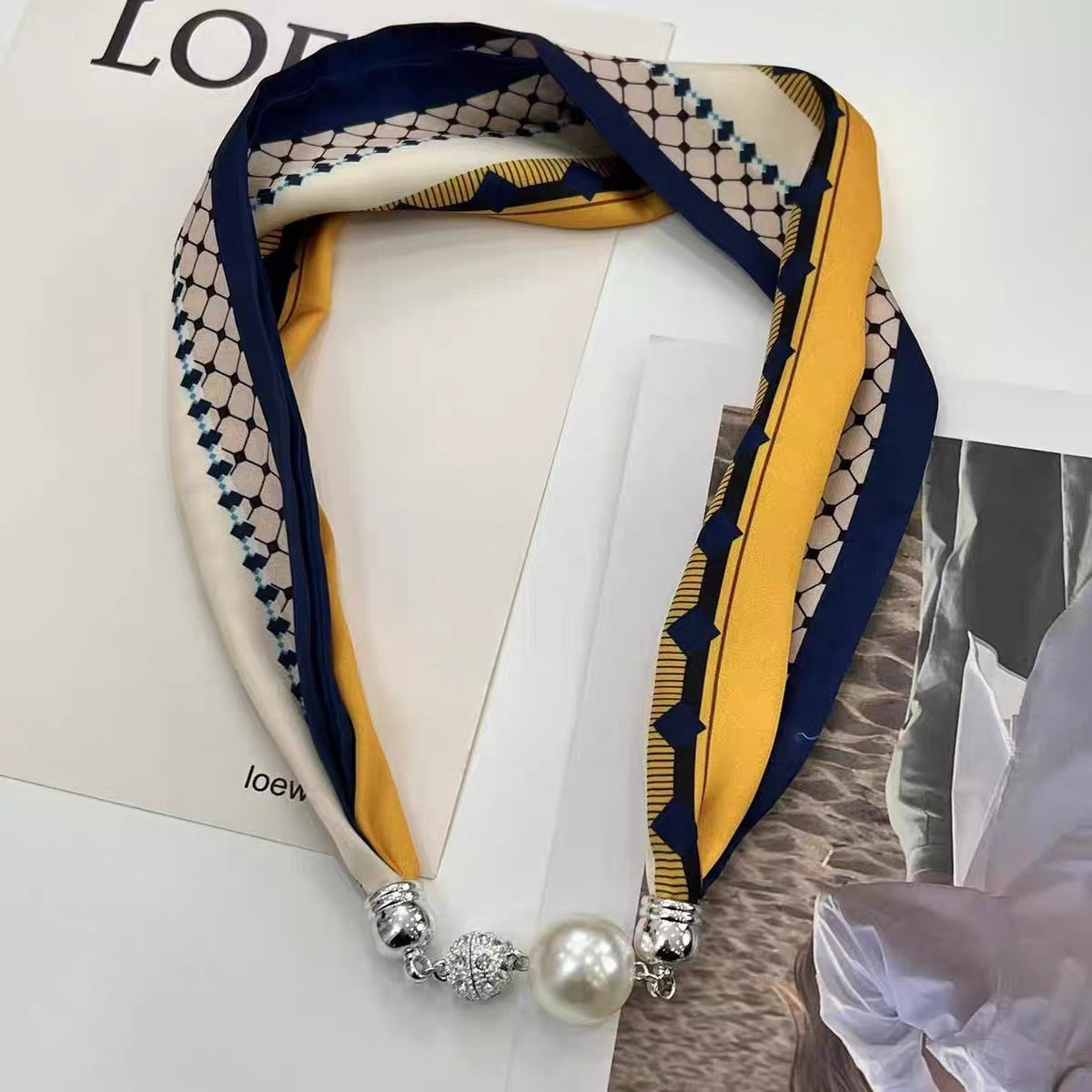 Trendy Thread Neckerchief with Pearl
