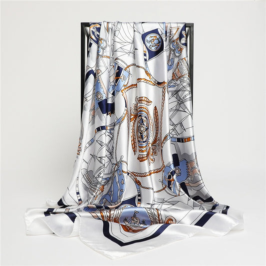 White London Satin Square Scarf