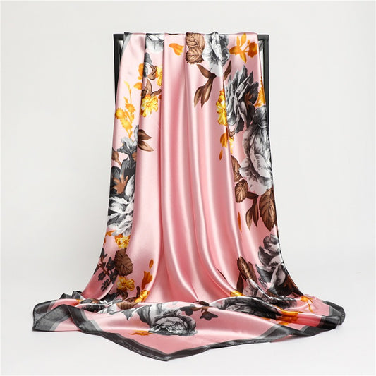 Blush Flowered Satin Scarf